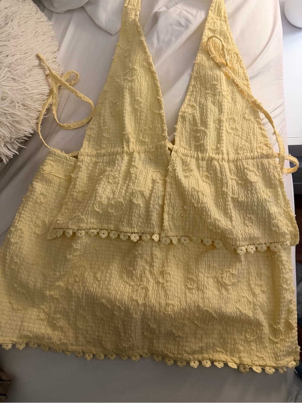Soft Yellow Smocked V-Neck Women's Camisole